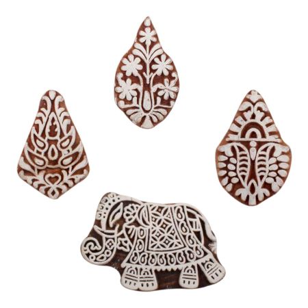 Set of 4 Piece New Mix Wooden Printing Block